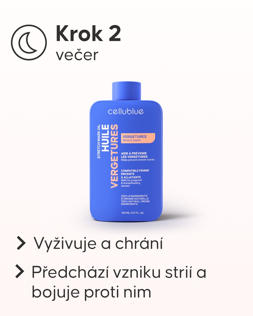 Masáž pokožky produktem proti striím Cellublue