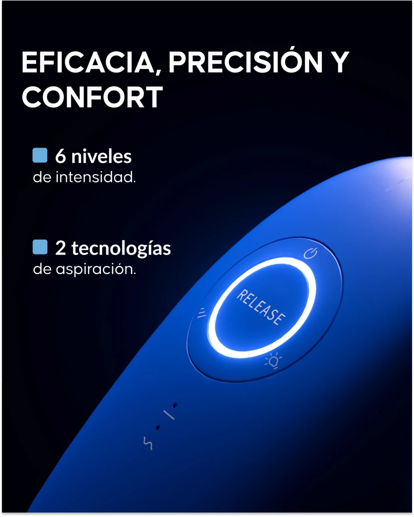 Ventosa eléctrica Cellublue aplicada sobre el muslo
