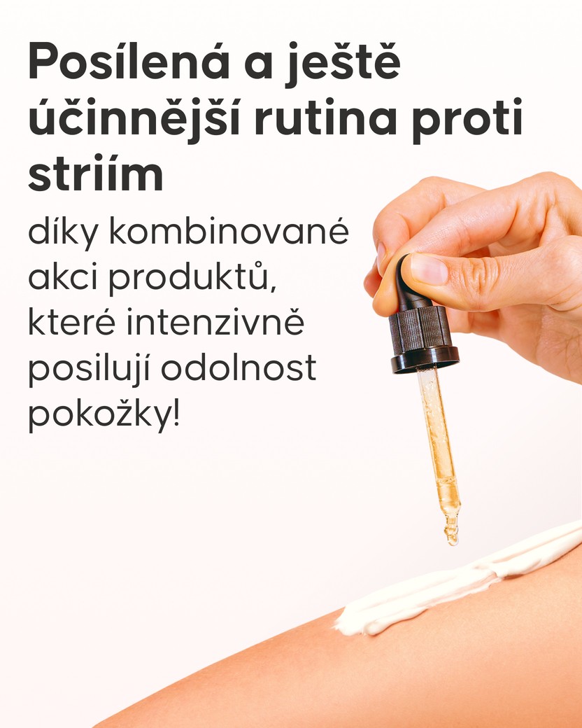 Aplikace krému proti striím z balíčku Cellublue na pokožku