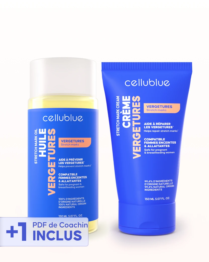 Kit descubrimiento antiestrías Cellublue con aceite y crema prevención