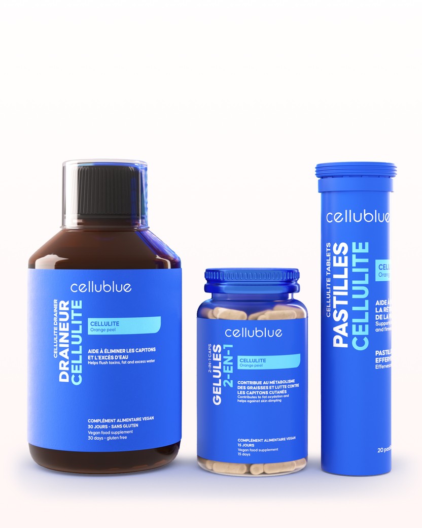 Kúra proti celulitidě Cellublue balení tří doplňků stravy