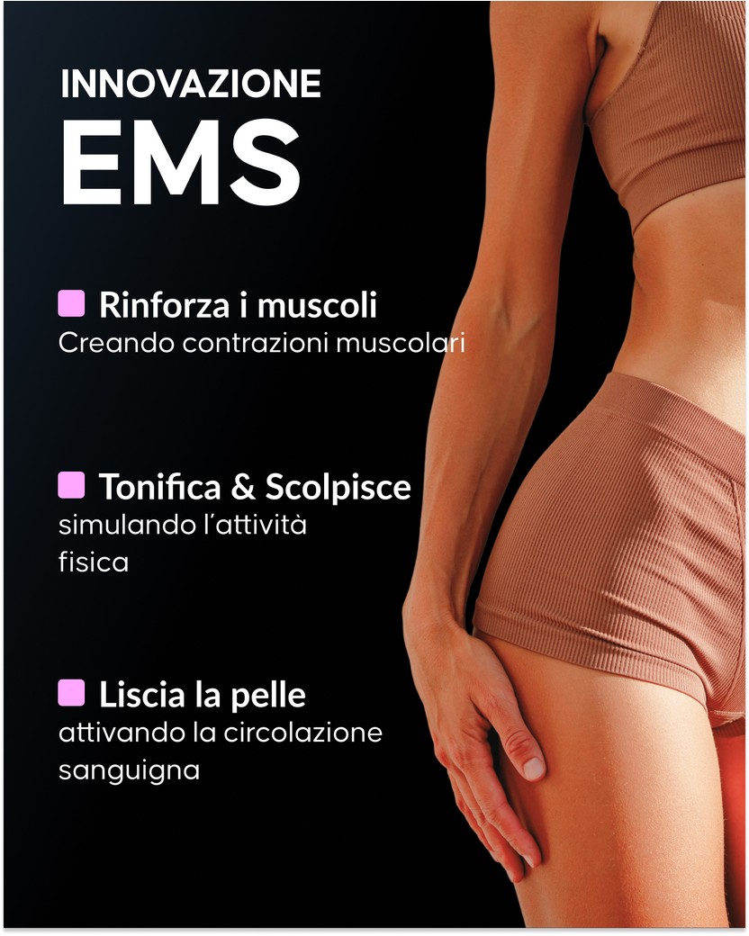 Utilizzo dell'elettrostimolatore EMS Cellublue sulle cosce