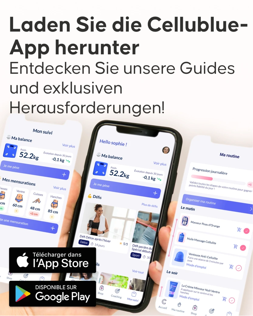 Anwendungsschritte Booster und Creme gegen Dehnungsstreifen