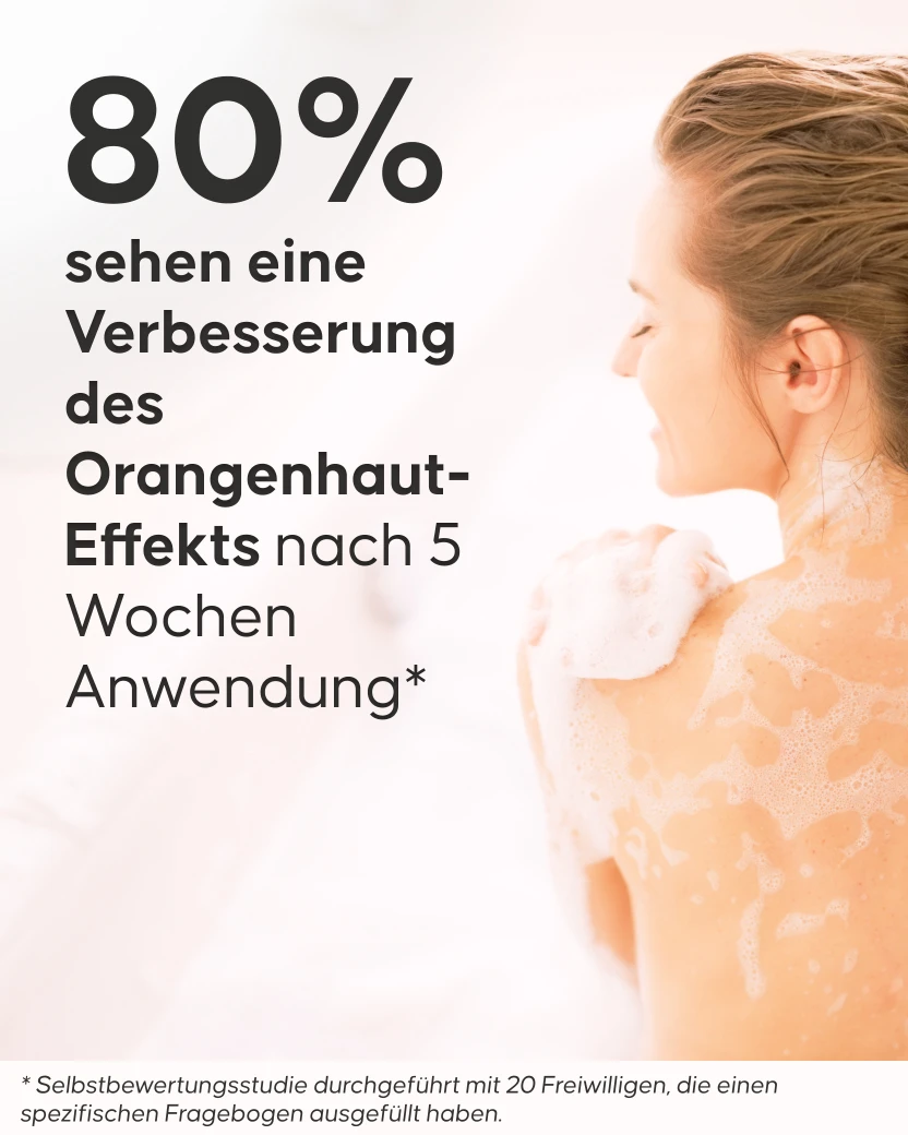 Cellulite Duschgel Anwendung unter der Dusche mit Ventouse