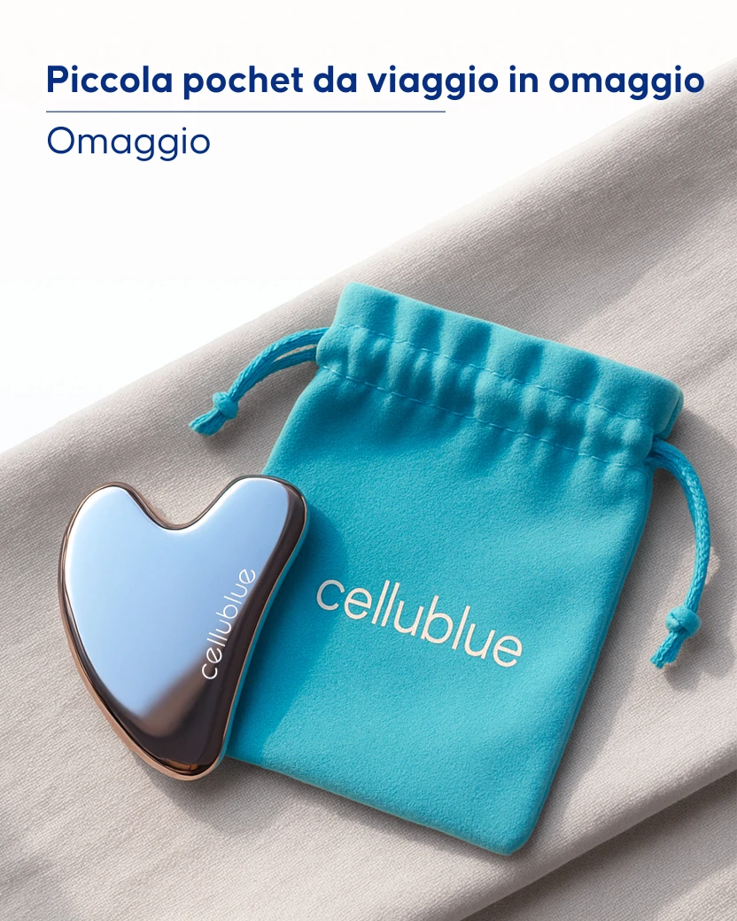 Risultato massaggio viso con Gua Sha metallo Cellublue