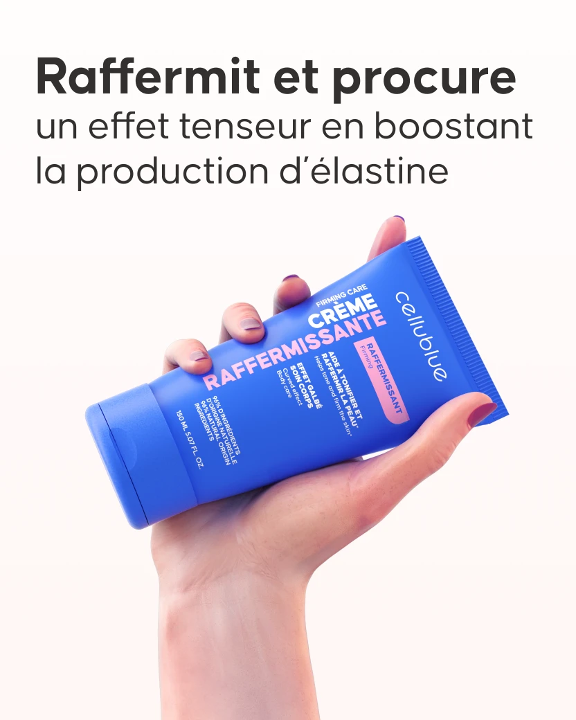 Geste soin avec crème raffermissante Cellublue